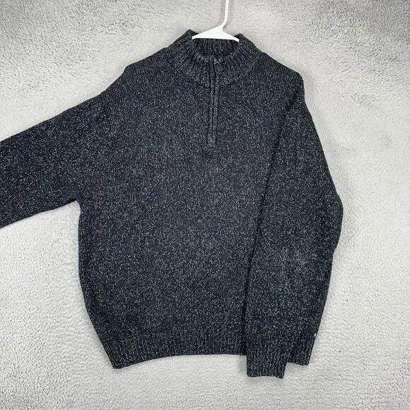 Chaps Pullover Sweater Adult XL Black Quarter Zip Knit Mock Neck Long Sleeve Men